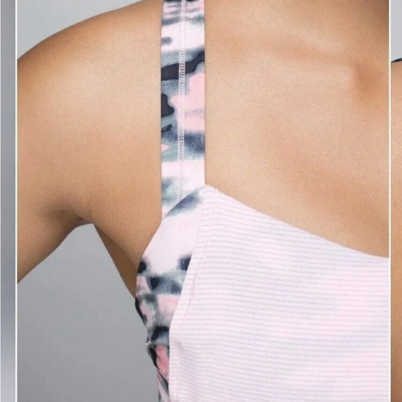 Lululemon rest less tank barely pink wamo camo built in bra drawstring bottom, 6 - Picture 3 of 9